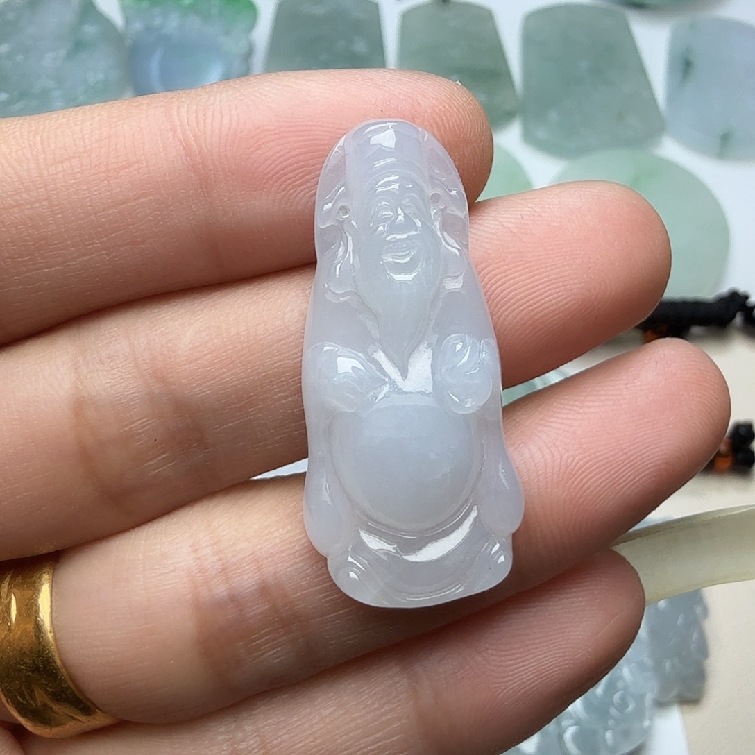 翡翠未镶嵌颈饰天然缅甸翡翠A货冰种财神