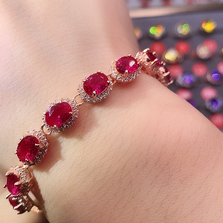 红宝石手链银S925镶嵌