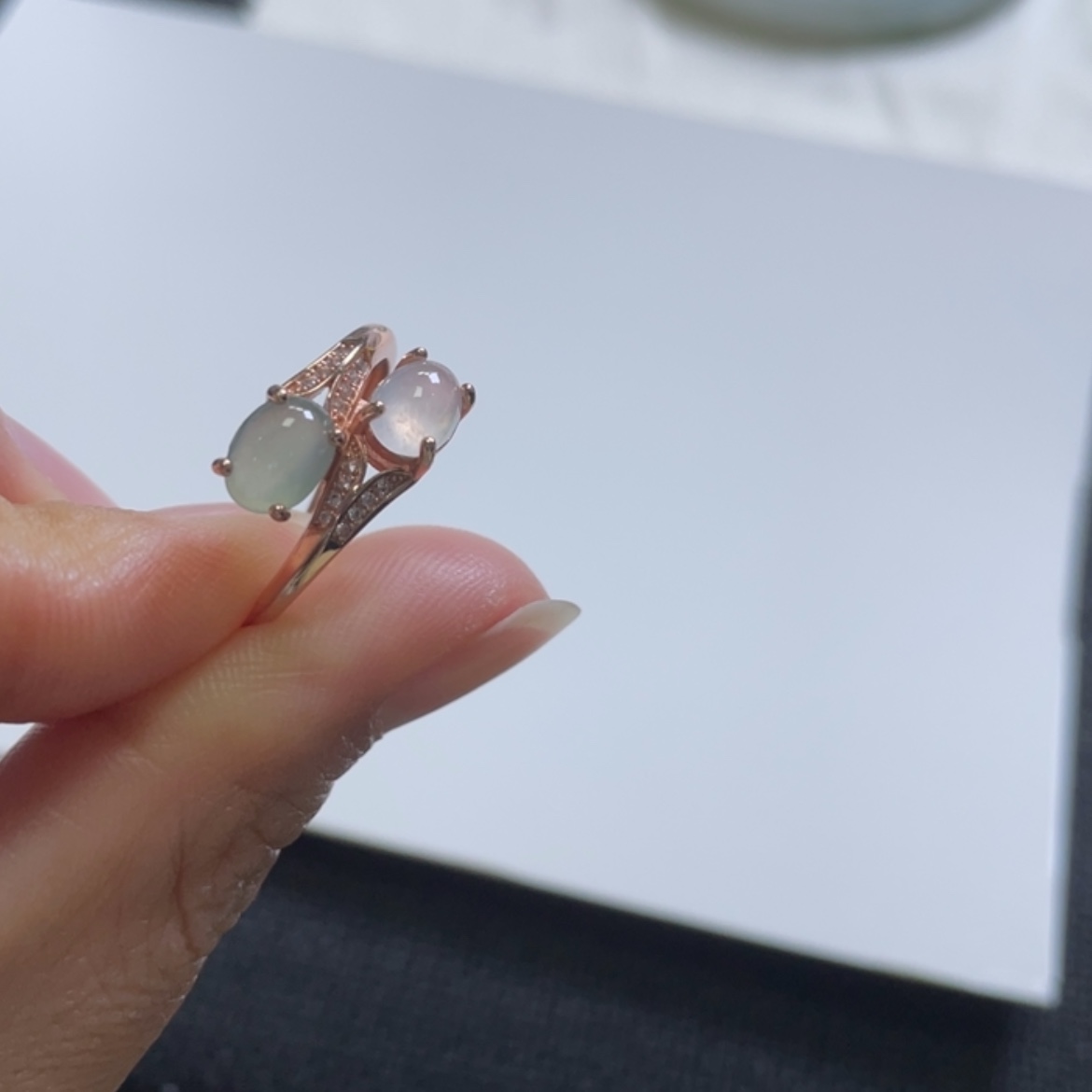 【闪购商品】翡翠颈饰银S925镶嵌翡翠蛋面戒指925银镶