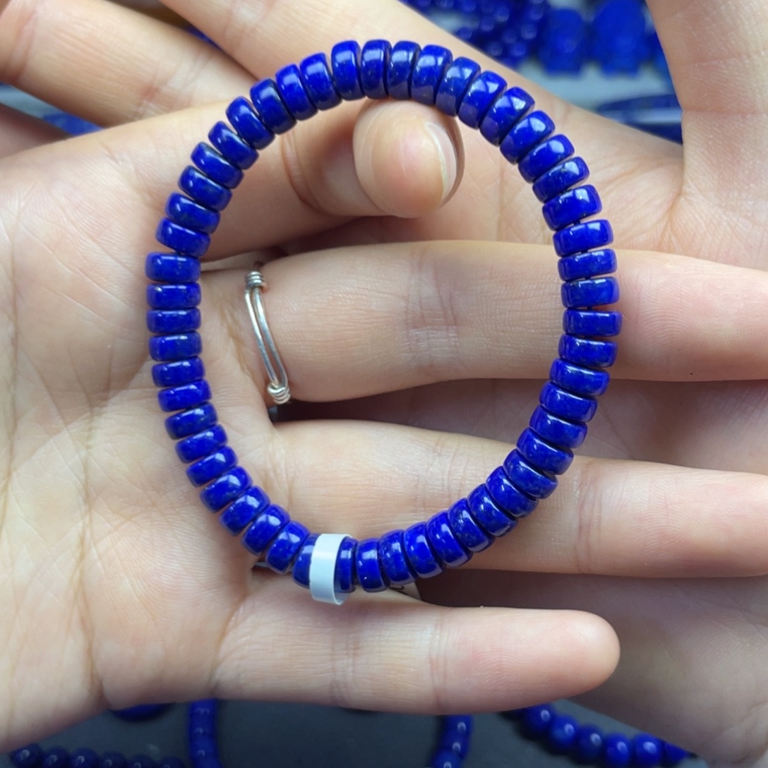 青金石未镶嵌药片手串7+