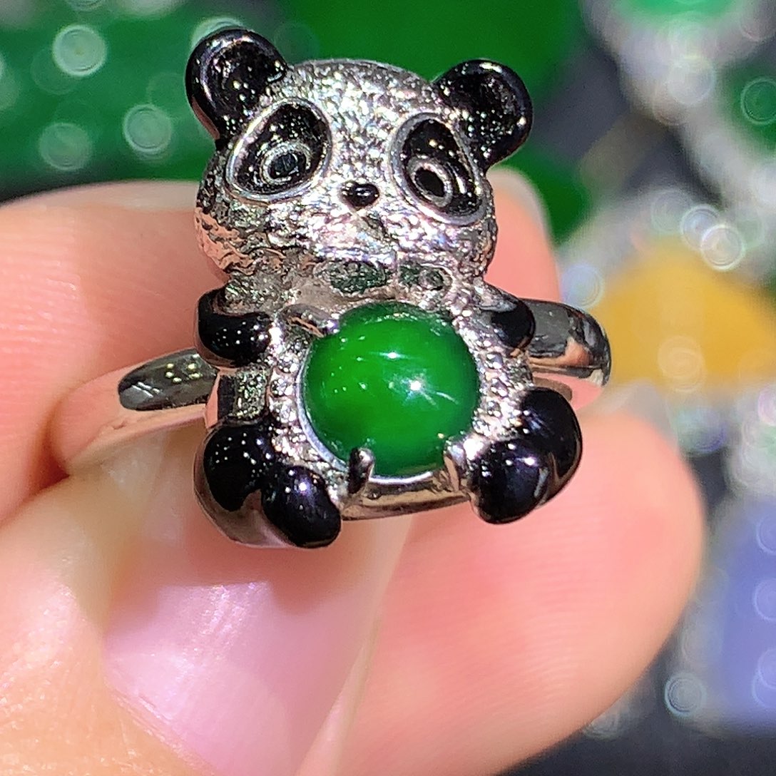 翡翠戒指银S925镶嵌8、