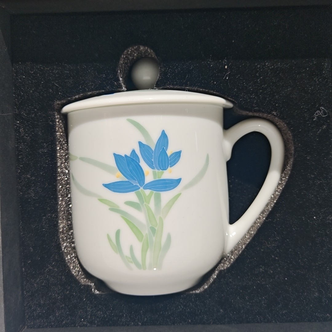  【HGY】高温陶瓷，茶道兰草办公杯瓷流水13