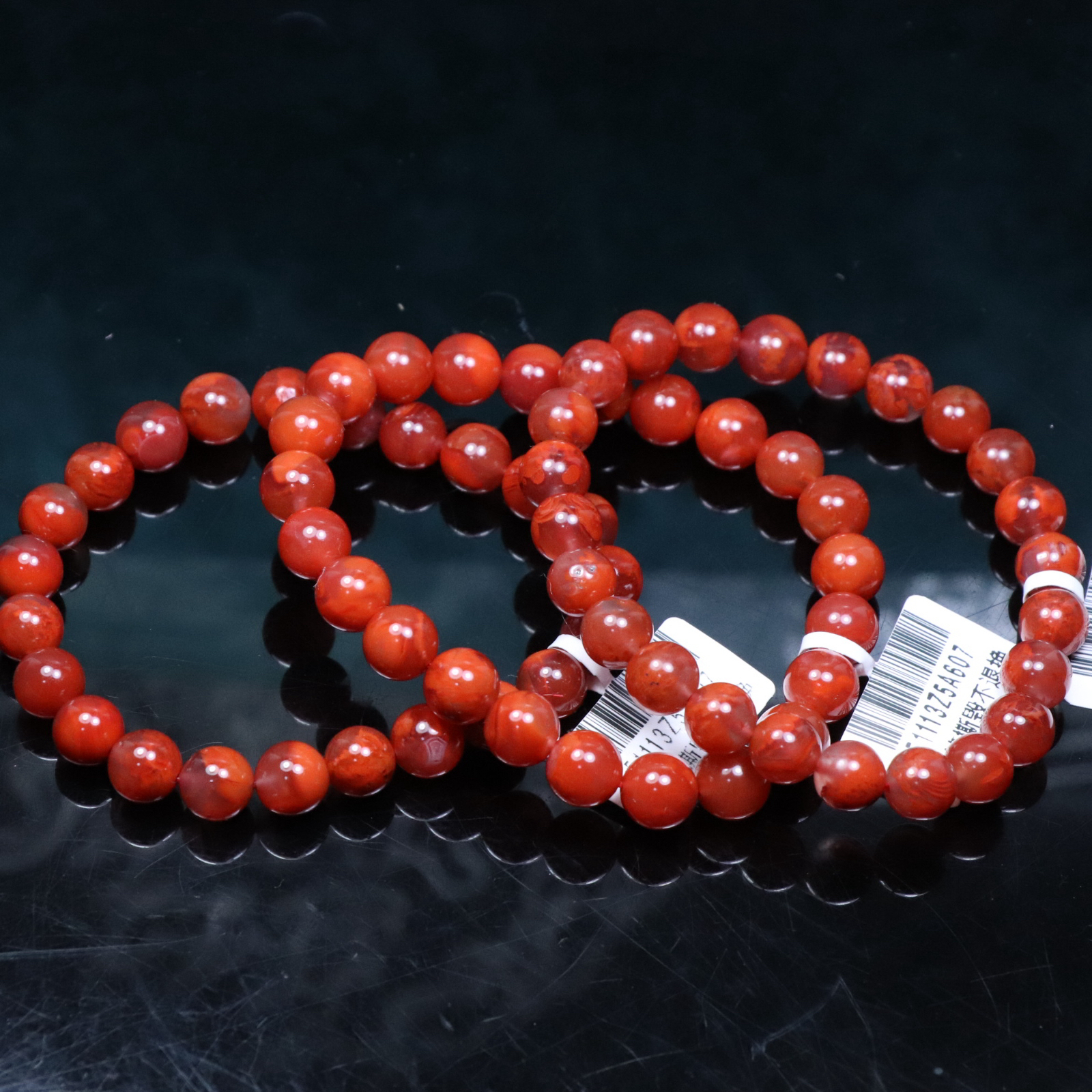 2原矿无优化天然南红瓦西玫红火焰纹单圈8mm左右多样性发一串