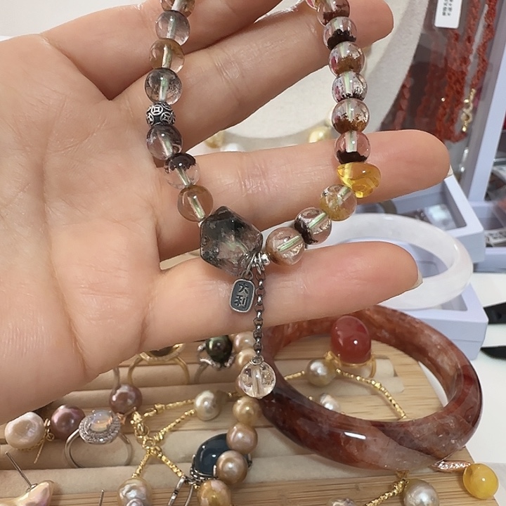 手链银S925镶嵌水晶7左右四季幽灵设计款有结构