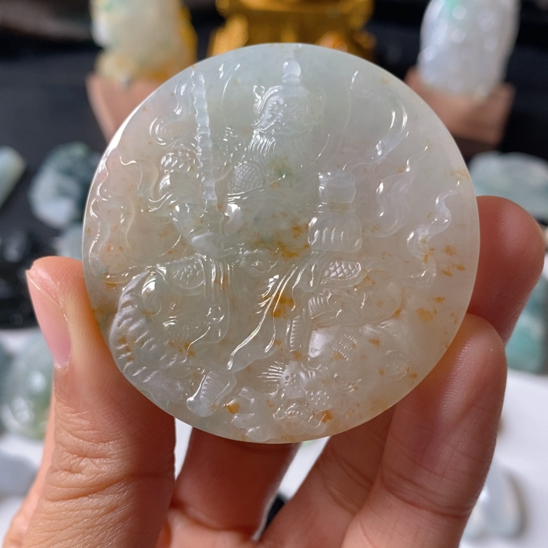 翡翠颈饰未镶嵌五路财神赵公明