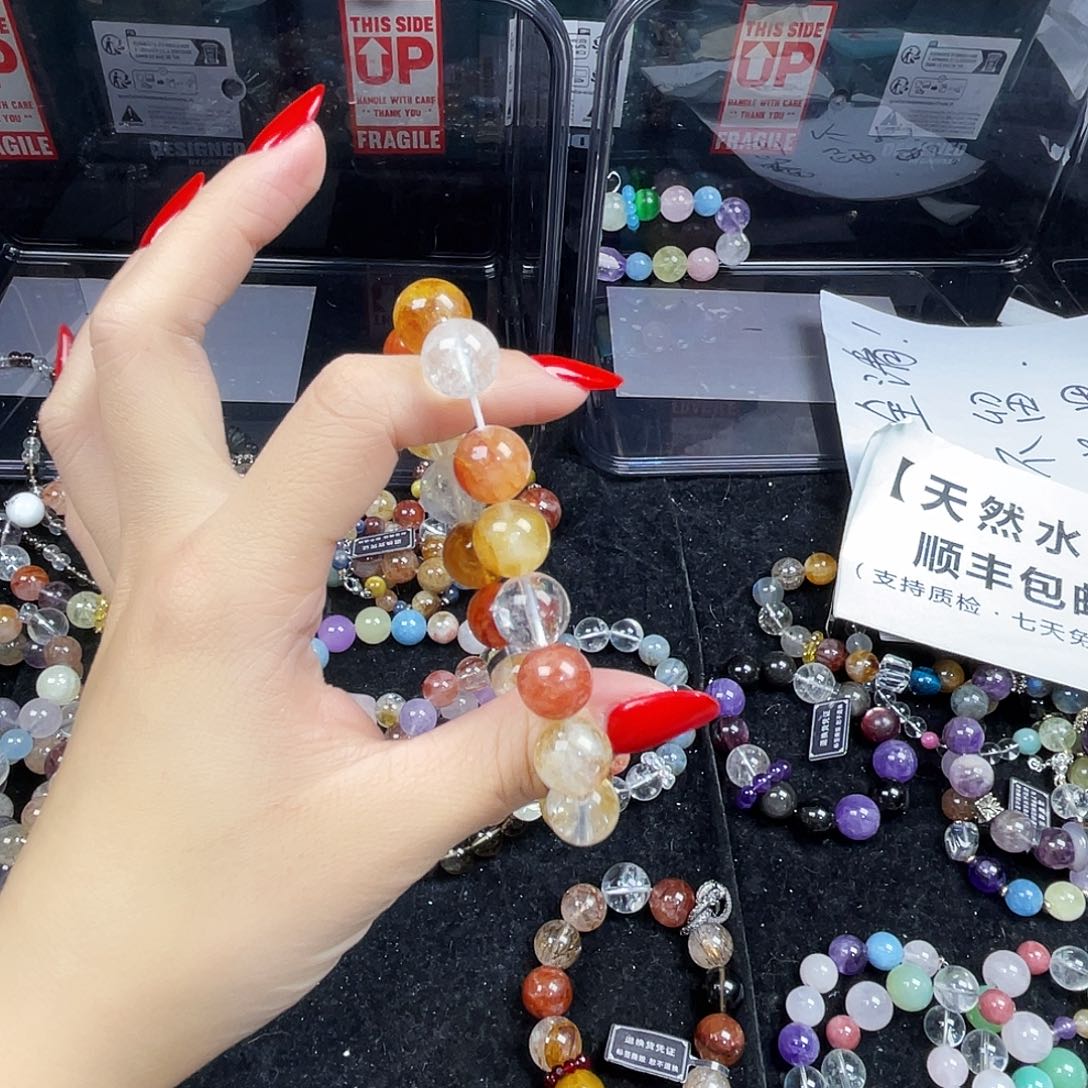 烟晶银S925镶嵌手链