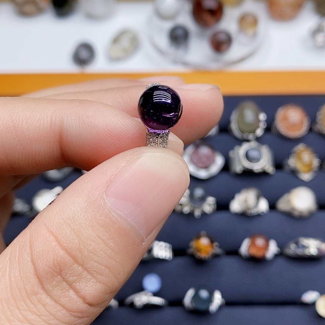 水晶戒指银S925镶嵌恒****班天然水晶戒指