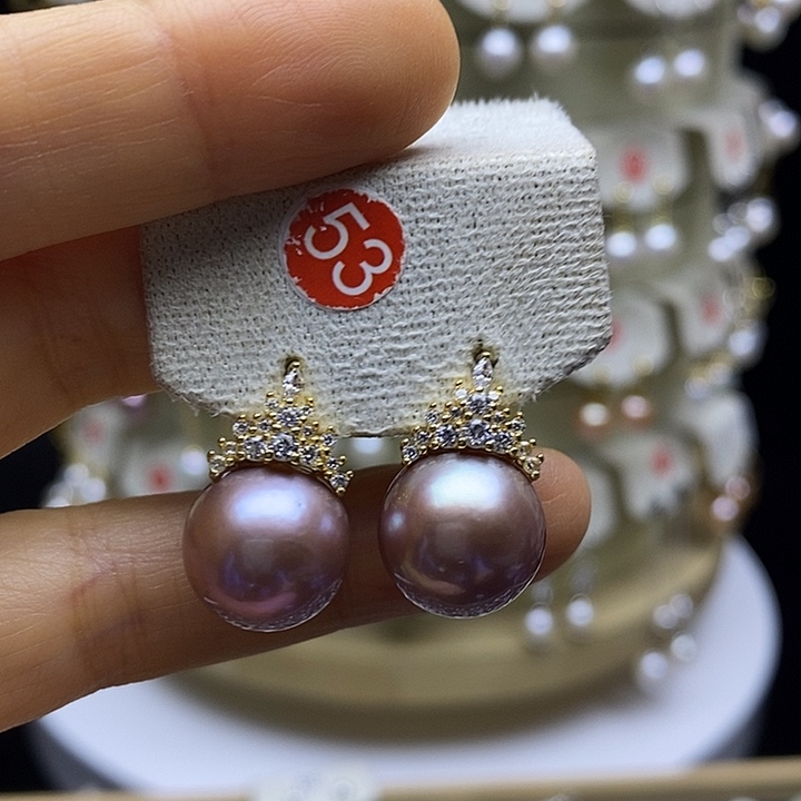 淡水珍珠耳饰银S925镶嵌