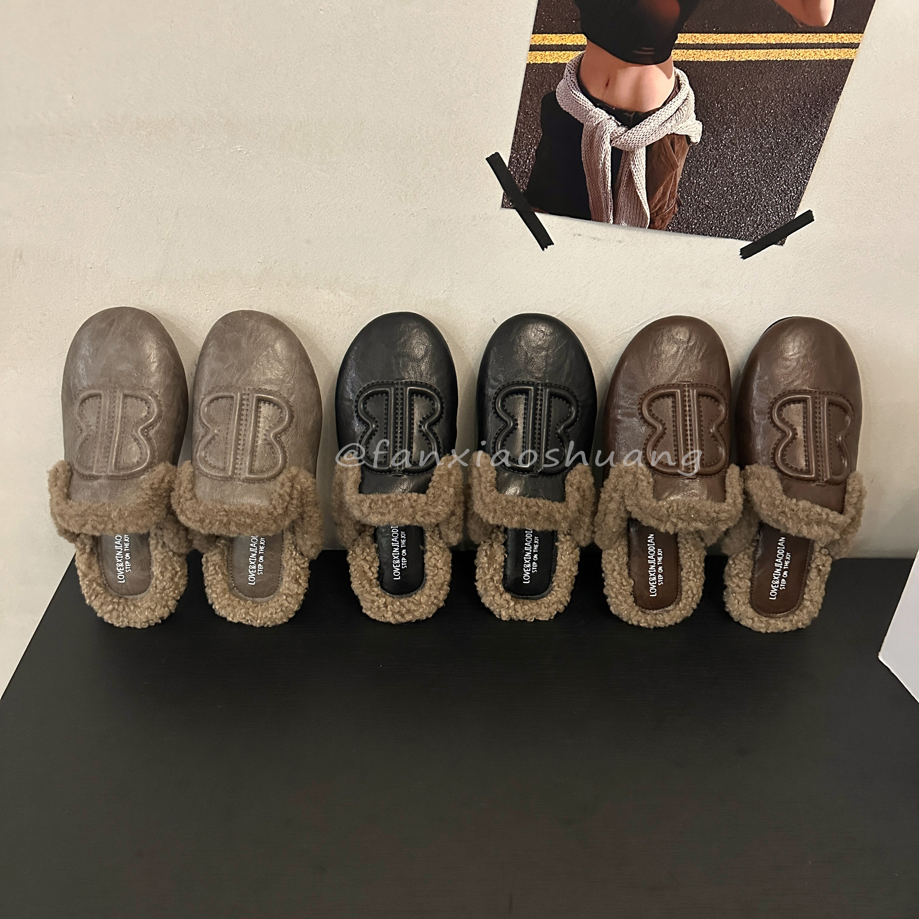 毛毛包头半拖鞋女秋冬外穿2025新款平跟软底时尚懒人穆勒鞋ins潮C