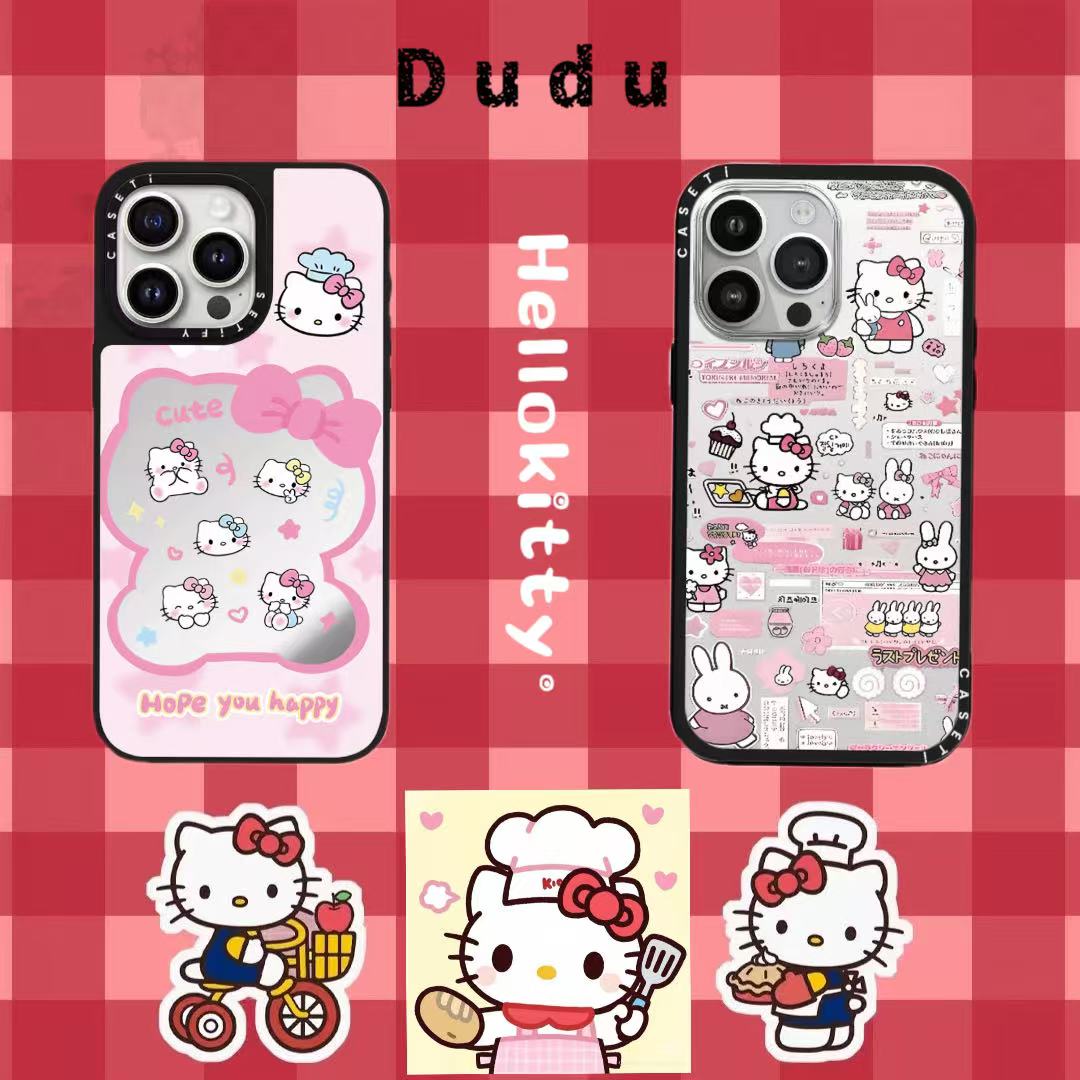 【粉厨师猫KT】CASE潮牌KT超高版本镜面适用于苹果全系列手机保护壳