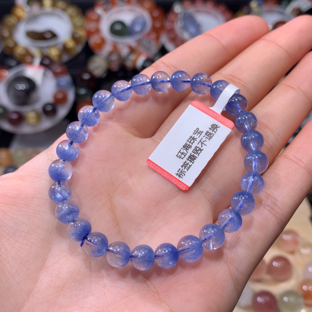 水晶手链未镶嵌蓝发晶6.8mm