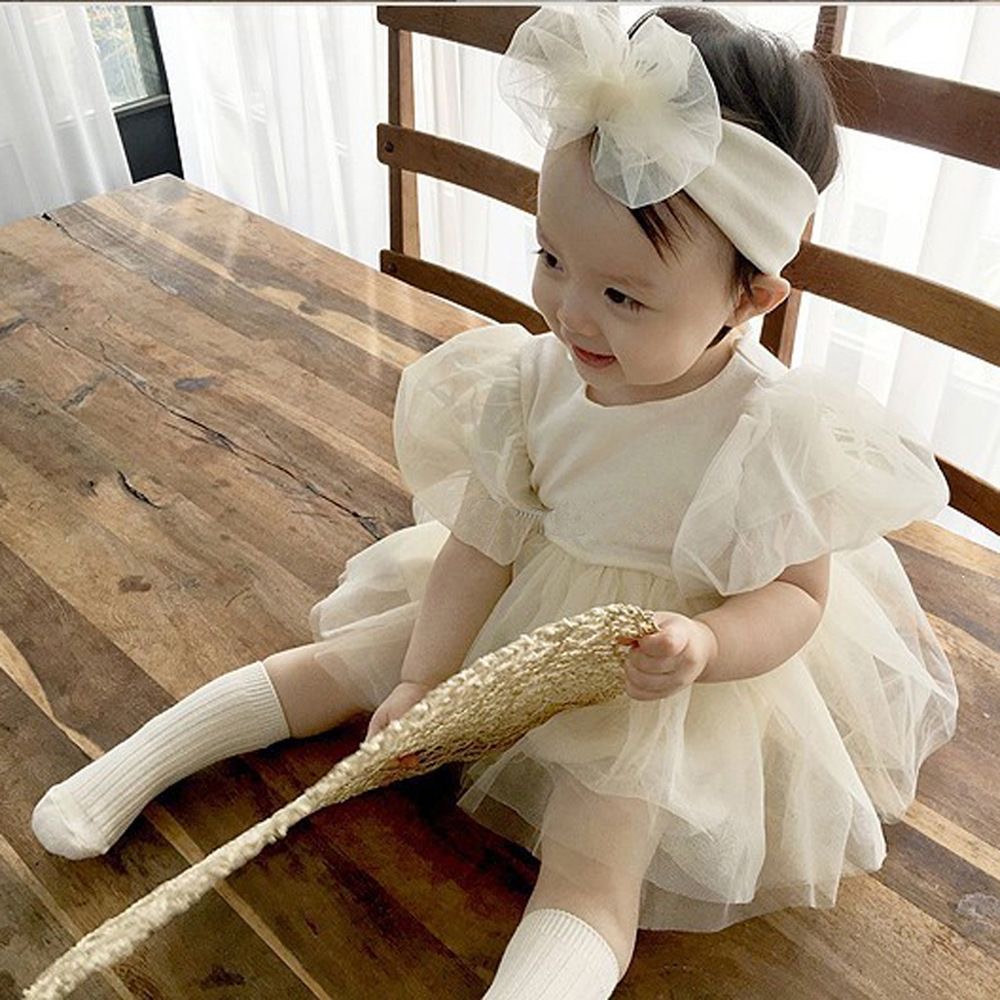 夏季短袖纱纱裙婴幼儿童满月百日宴服韩版小公主可爱包屁软裙子