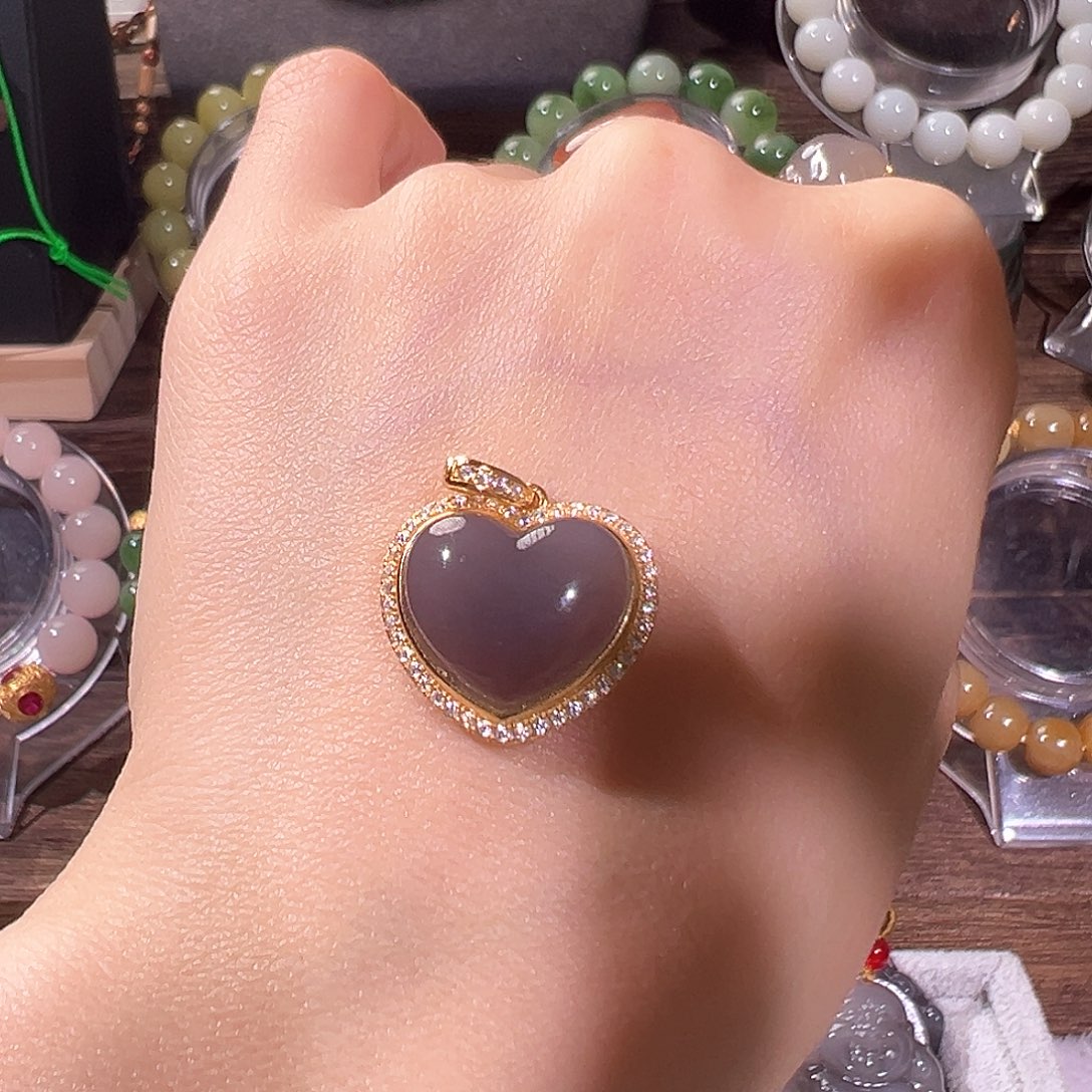 和田玉颈饰银S925镶嵌