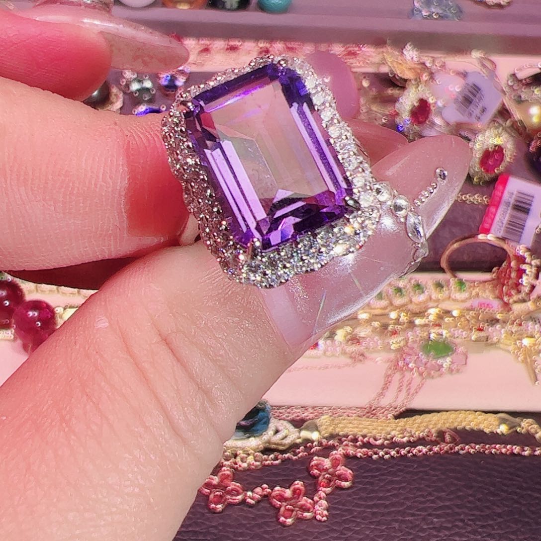 紫晶紫水晶银S925镶嵌