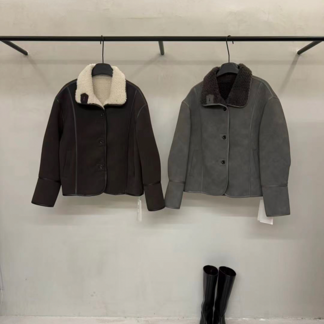 abow@06632 韩系百搭翻领羔羔毛保暖外套 12-26