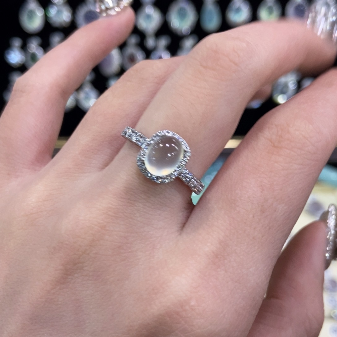 蛇纹石玉银S925镶嵌戒指