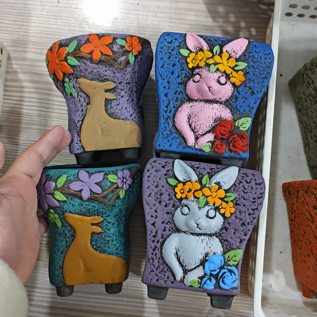 红陶吸水透气的白陶花盆凑满12发货