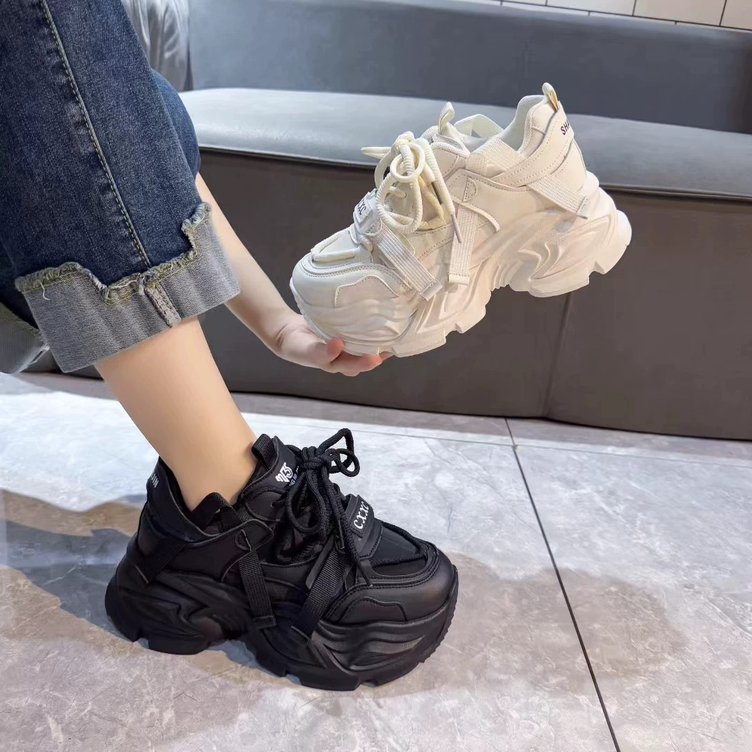 【501】加绒冬季高腰老爹鞋松糕鞋增高时尚休闲鞋厚底女鞋老爹鞋