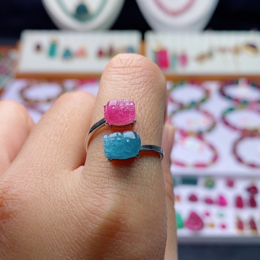 未镶嵌戒指碧玺戒指d