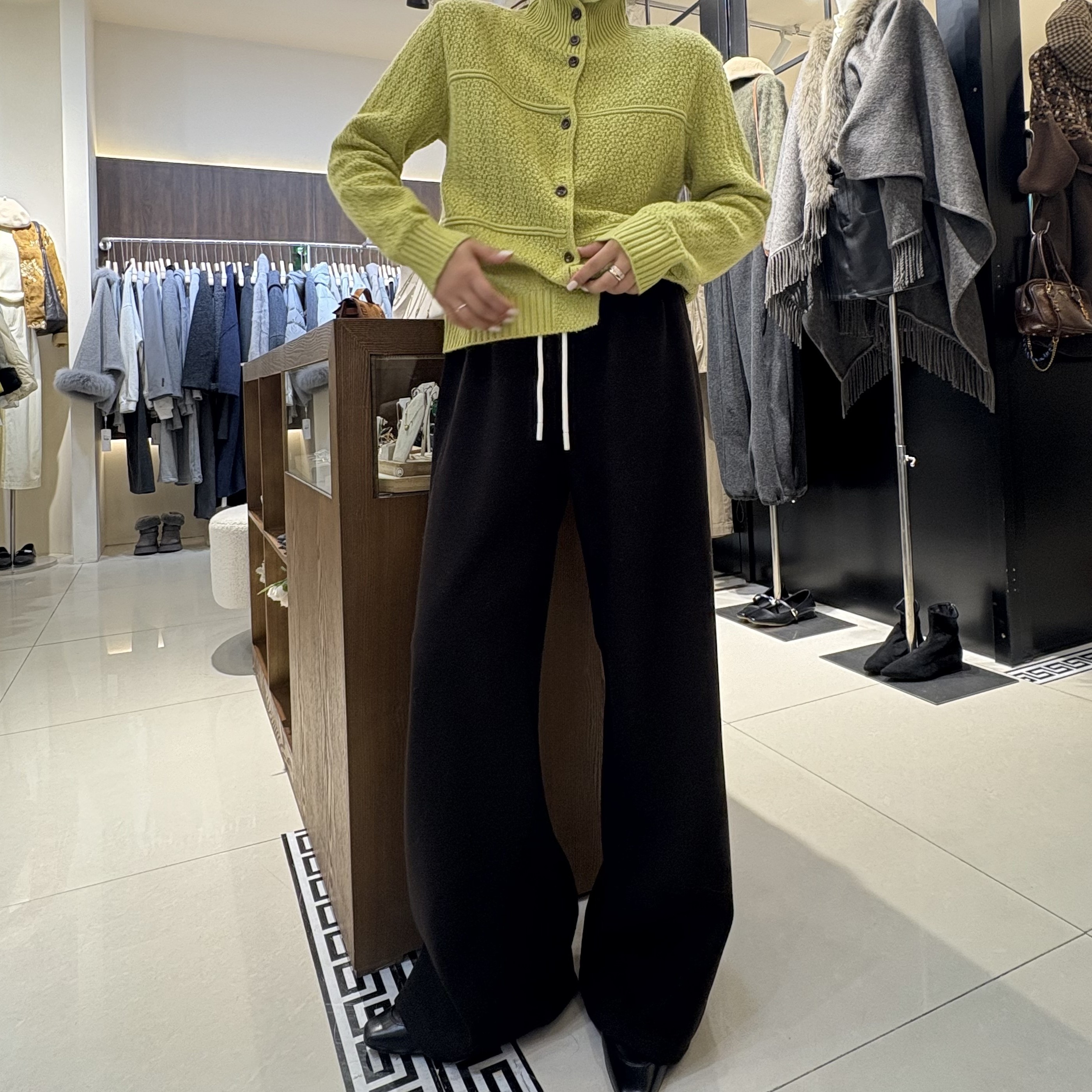 秋冬慵懒风木扣肌理纹蜜熊绒绵百搭毛针织开衫女上衣