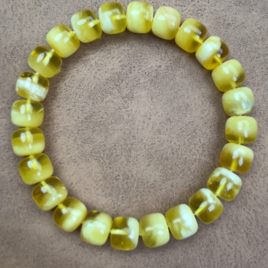 蜜蜡未镶嵌手串纯天然俄料金白聚宝盆9.5*8.517+