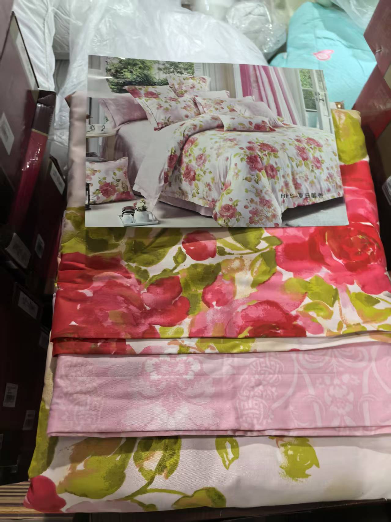 《厚广家》3楼200×230粉色花朵100%全棉四件套 夏日馨香发1套不挑款