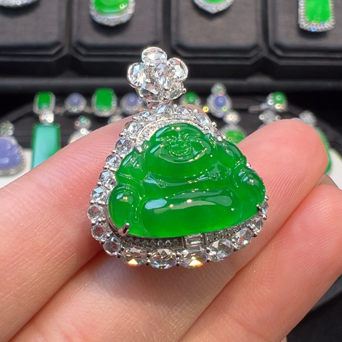 翡翠吊坠(不含链)18K金镶嵌收到货48小时鉴赏期