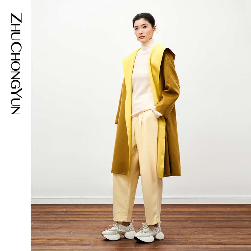 【达人专享】ZHUCHONGYUN春新品自然随性保暖双面呢羊毛外套