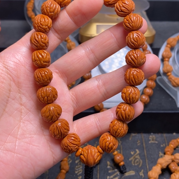 桃核手串凤羽金蟾手持12