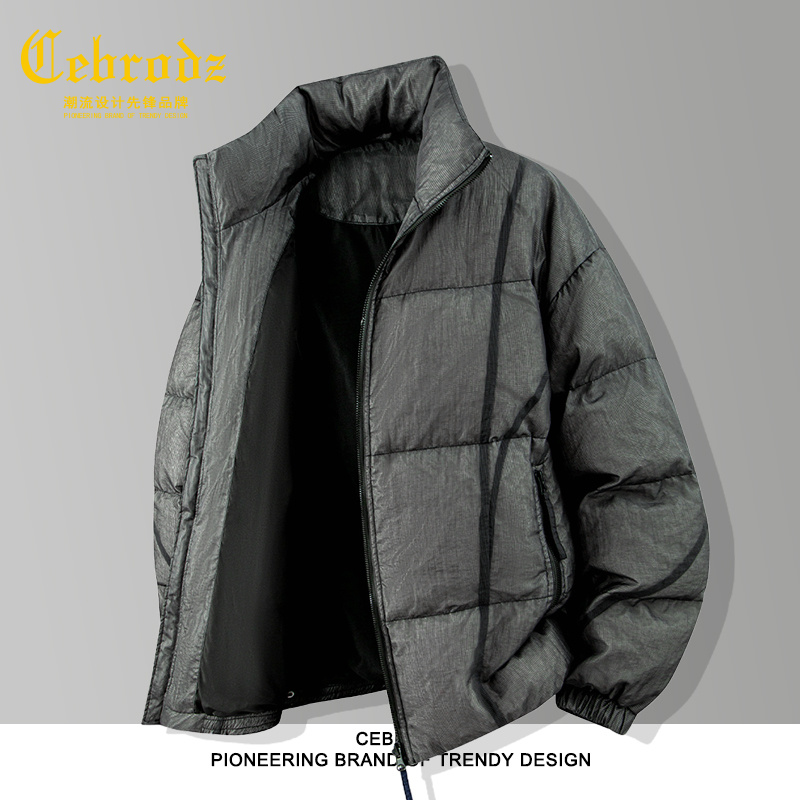 法国Cebrodz立领羽绒服外套男冬季简约宽松保暖面包服防寒服外套
