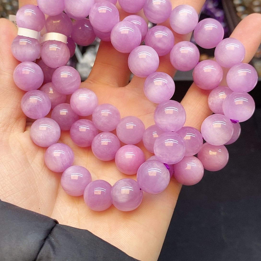 锂辉石手串未镶嵌21紫锂辉12mm多样性发其一