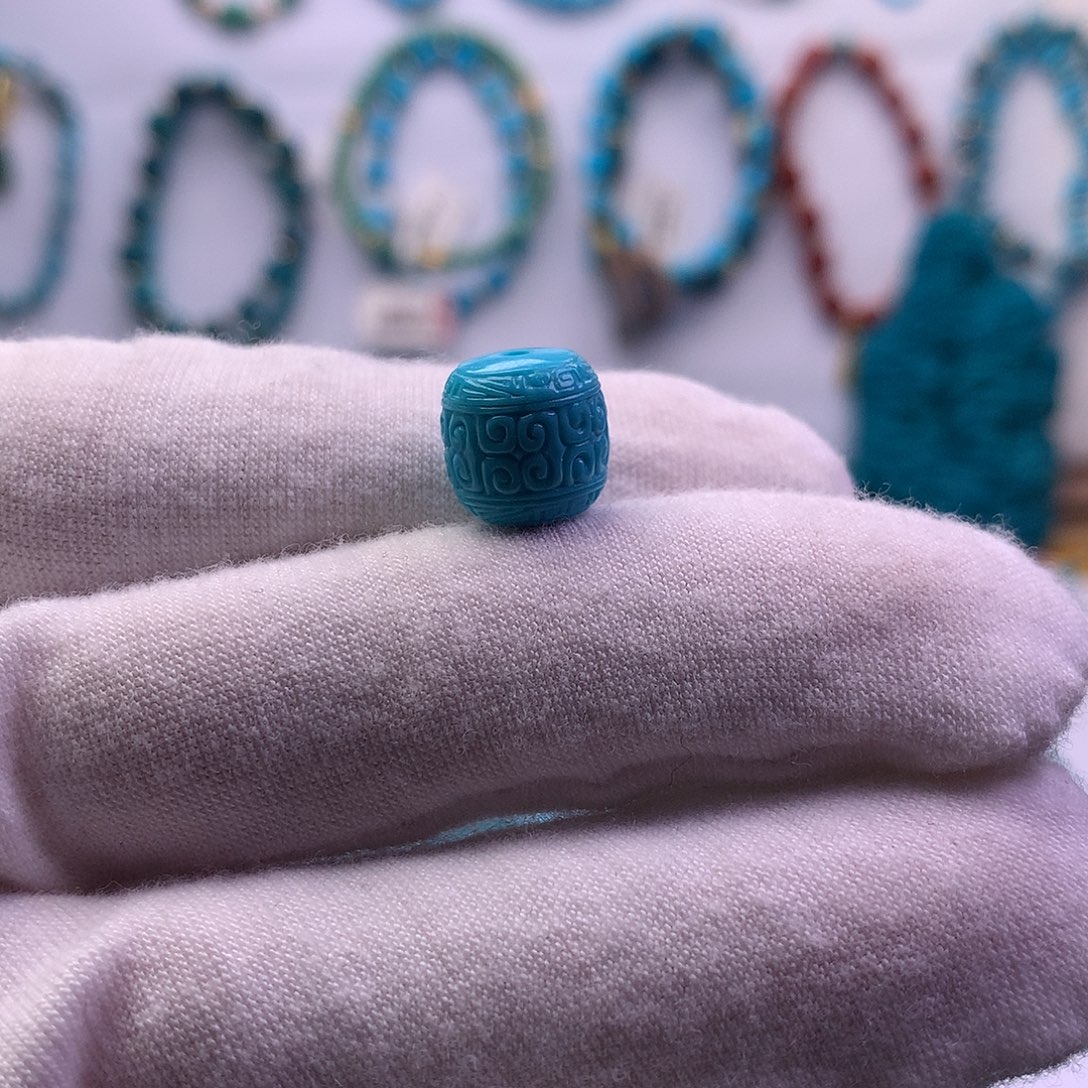 绿松石未镶嵌回纹单珠好看