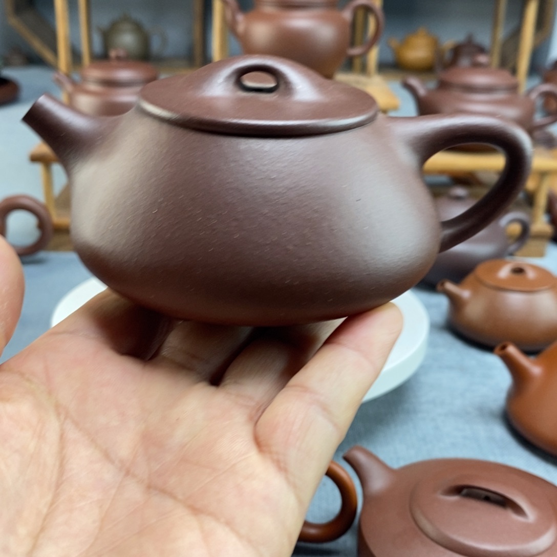 紫砂茶壶九色石瓢