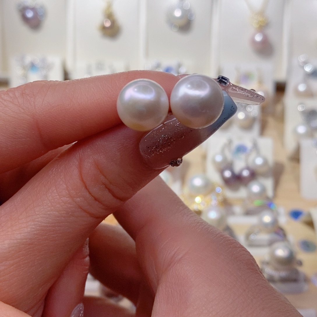 银S925镶嵌淡水珍珠耳饰