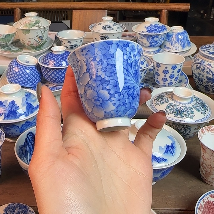 名窑口 点工万花铃铛杯放漏