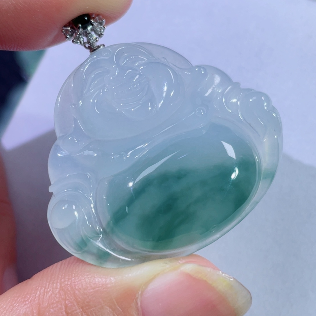 翡翠颈饰18K金镶嵌佛公