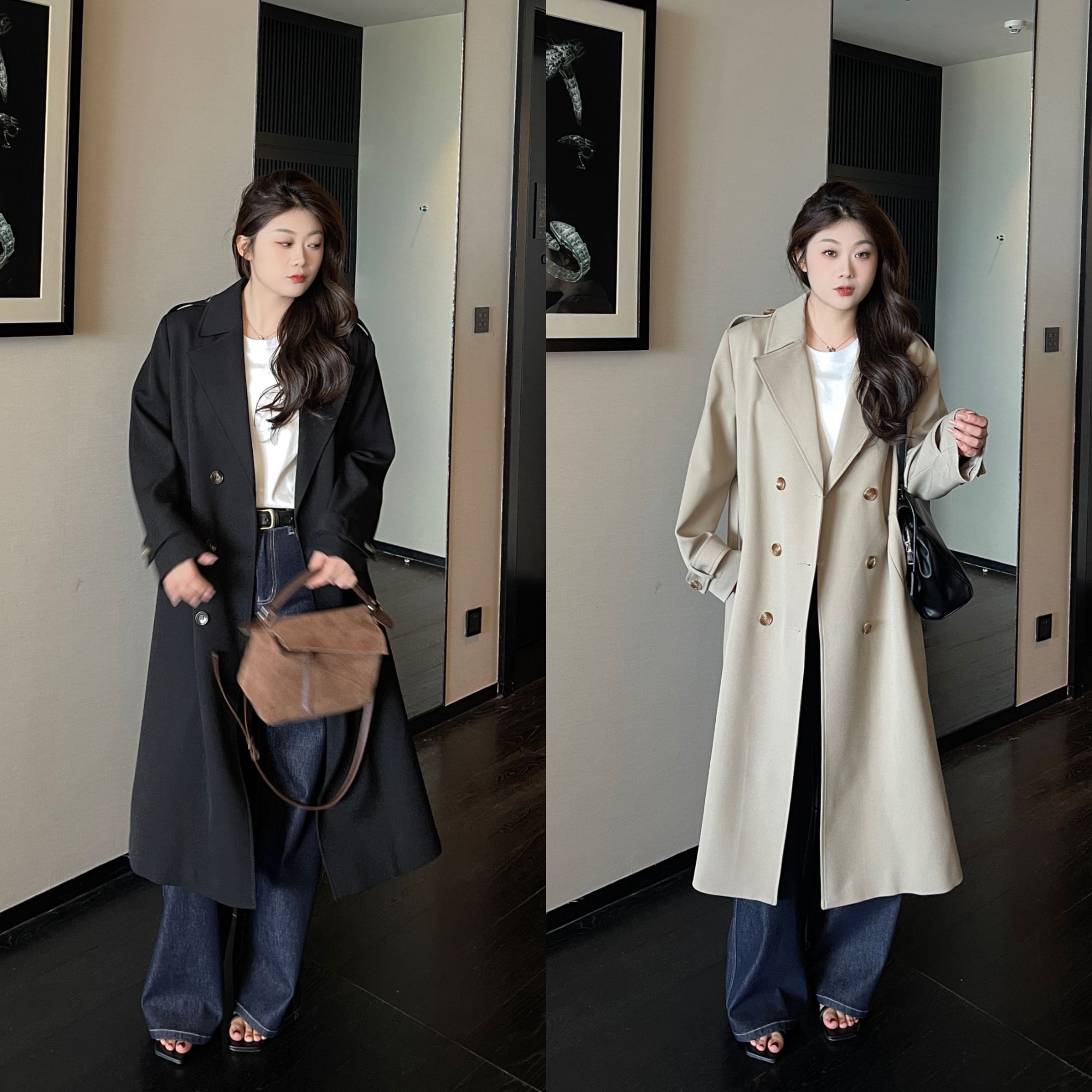 裂渡宣宣【秀场出击】微胖大码女秋气质百搭显瘦休闲风衣 ZY401Q04