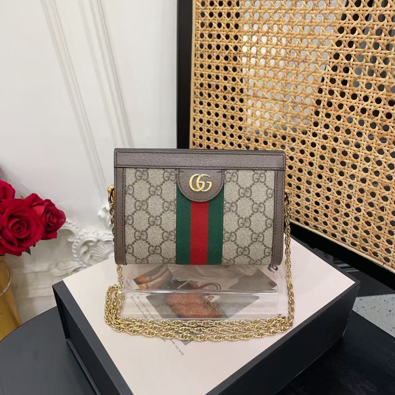 95新 GUCCI/古驰 好好古驰ophidia系列mini老花金扣单50949191