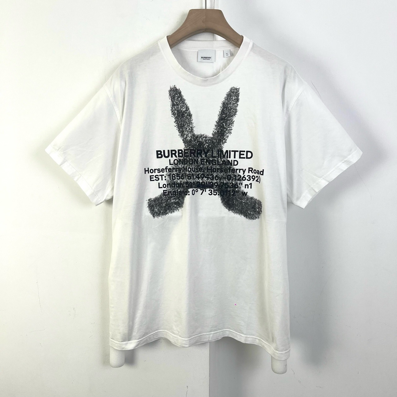 95新 BURBERRY/博柏利 XL码/兔子字母经纬度印花短袖/如图/10925