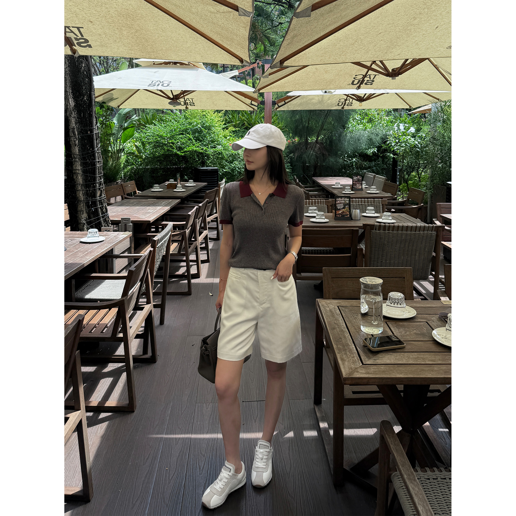 【月白旧梦】"亚麻+天丝"极简百搭白色设计感双口袋休闲短裤21633