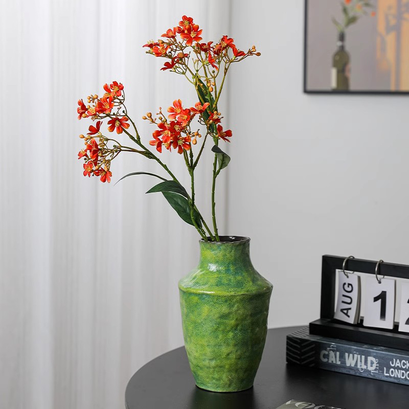 S01茶末绿釉||景德镇新中式简约桌面高端陶瓷花瓶花器