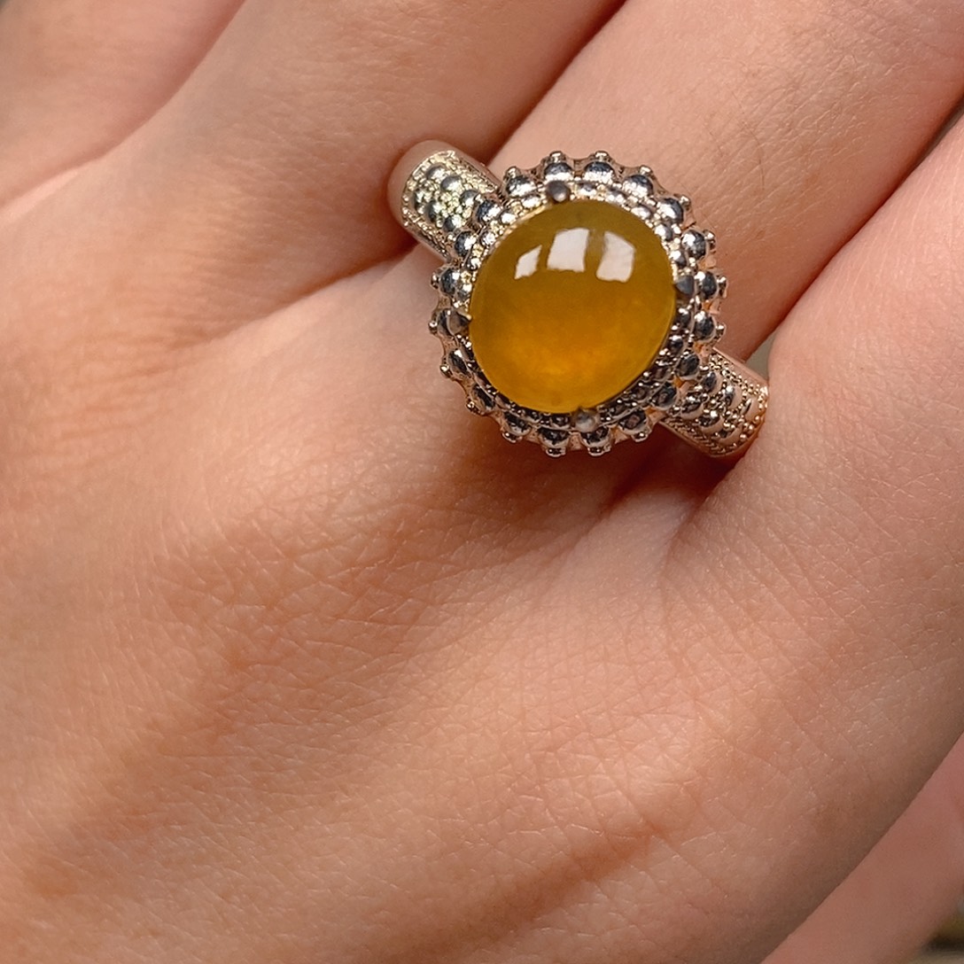 翡翠戒指未镶嵌冰黄翡