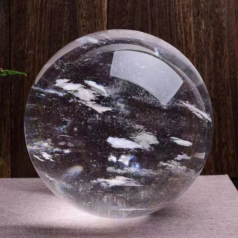 白水晶球摆件招财风水球客厅玄关厨房乔迁高档送礼家居装饰摆件