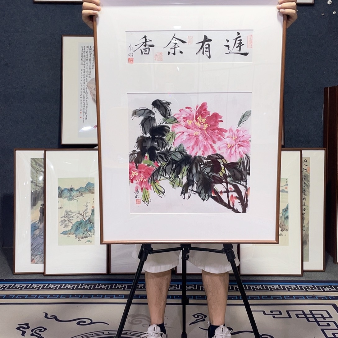 国画手绘画作品带框60/80