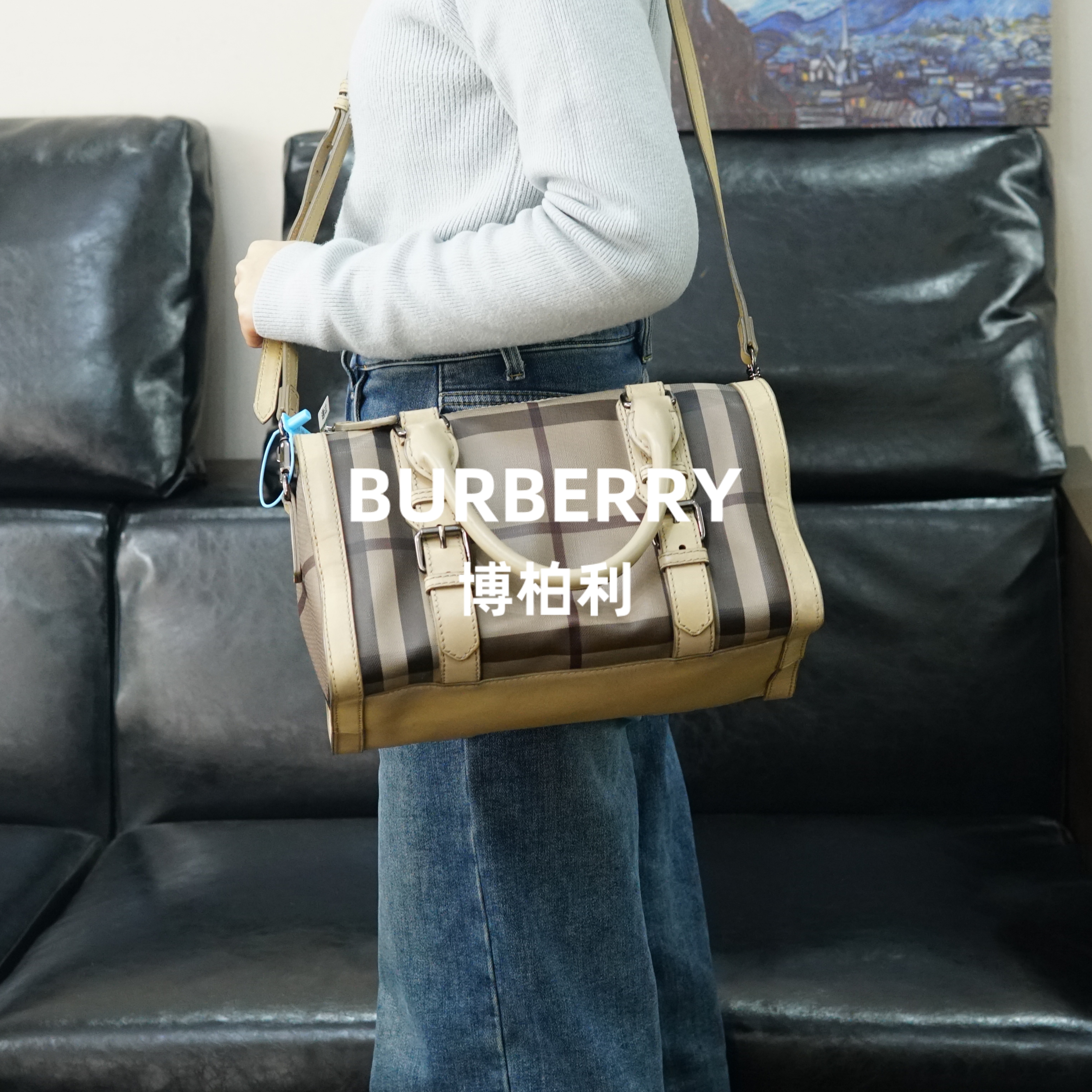 95新 BURBERRY/博柏利 巴宝莉/格纹枕头包/HD02413015/3015