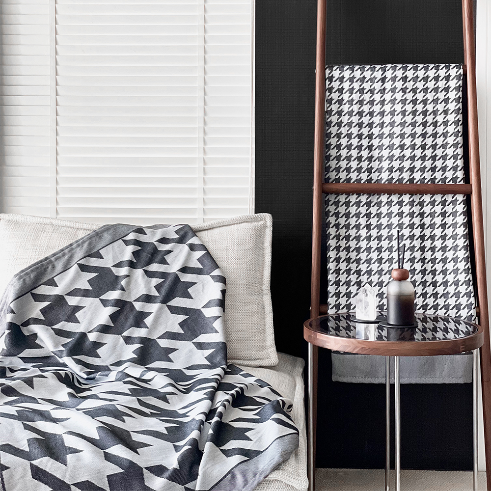 OZENHOME千鸟格飞机毯沙发毯办公室午睡毯床尾毯几简约北欧新品