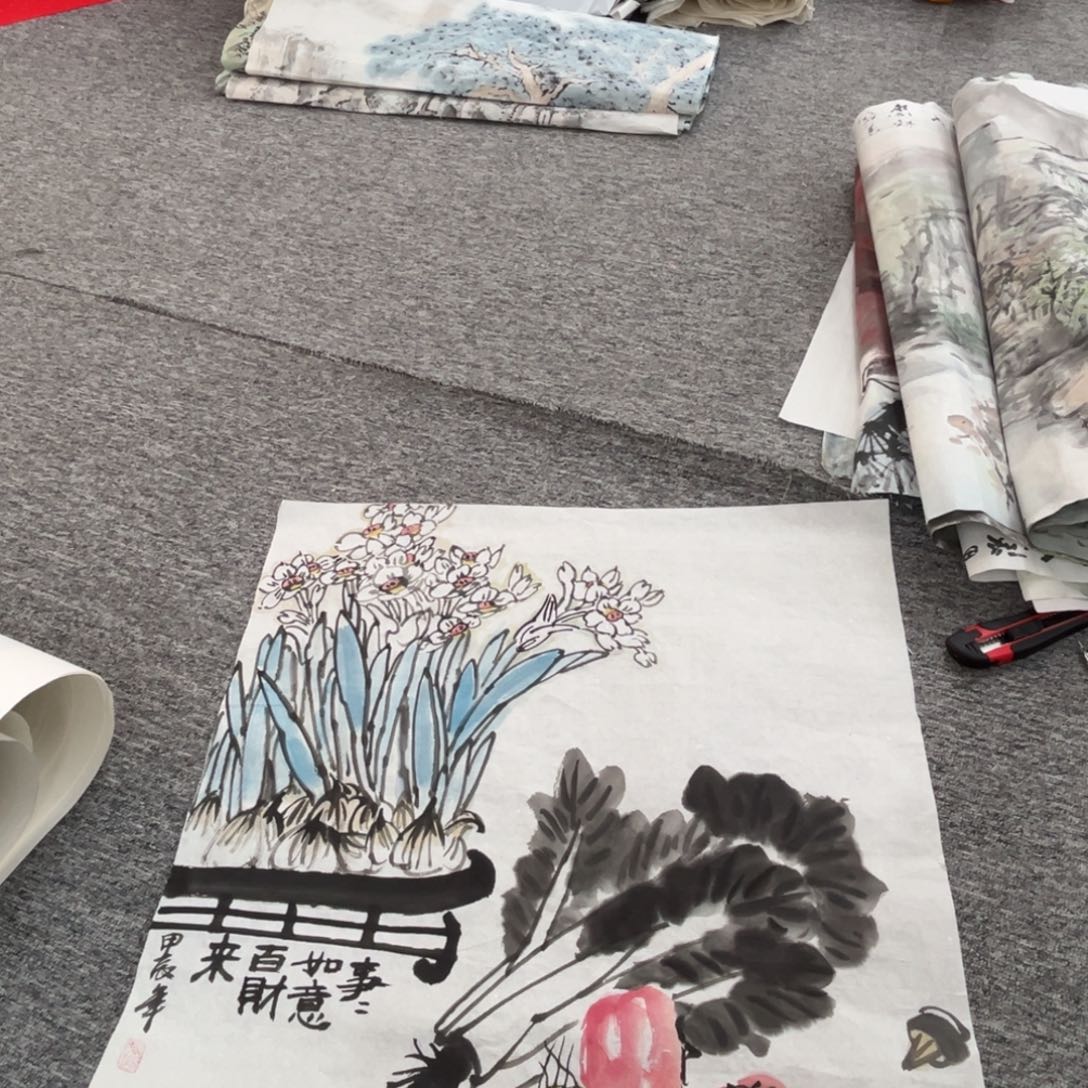 国画夏兆叶老师四尺斗方绘画微瑕介意慎拍