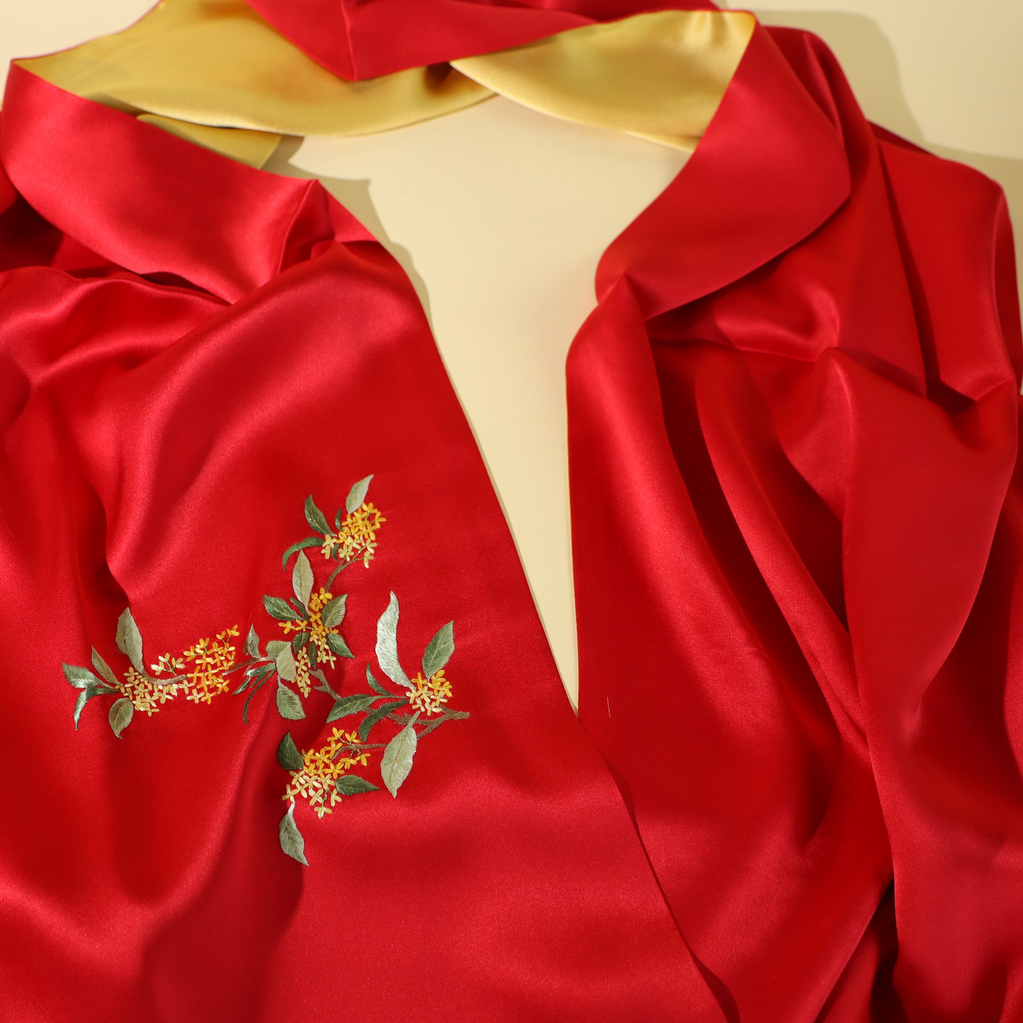 非遗苏绣桑蚕丝桂花围巾不带礼盒