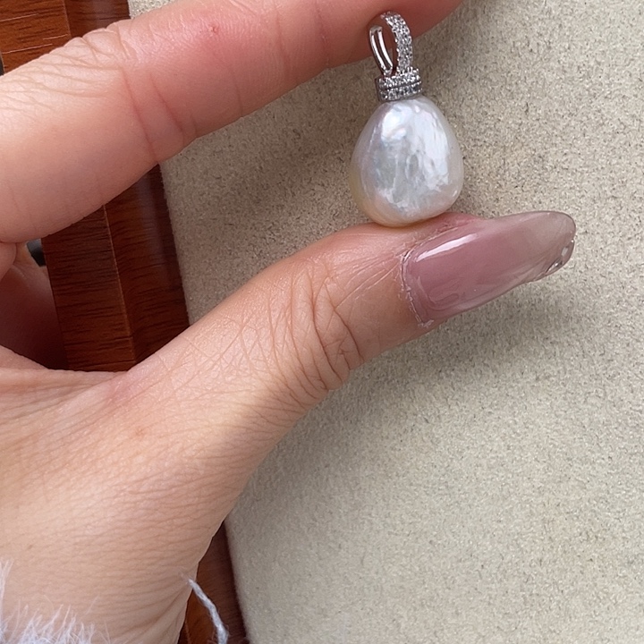 吊坠(不含链)银S925镶嵌海水珍珠