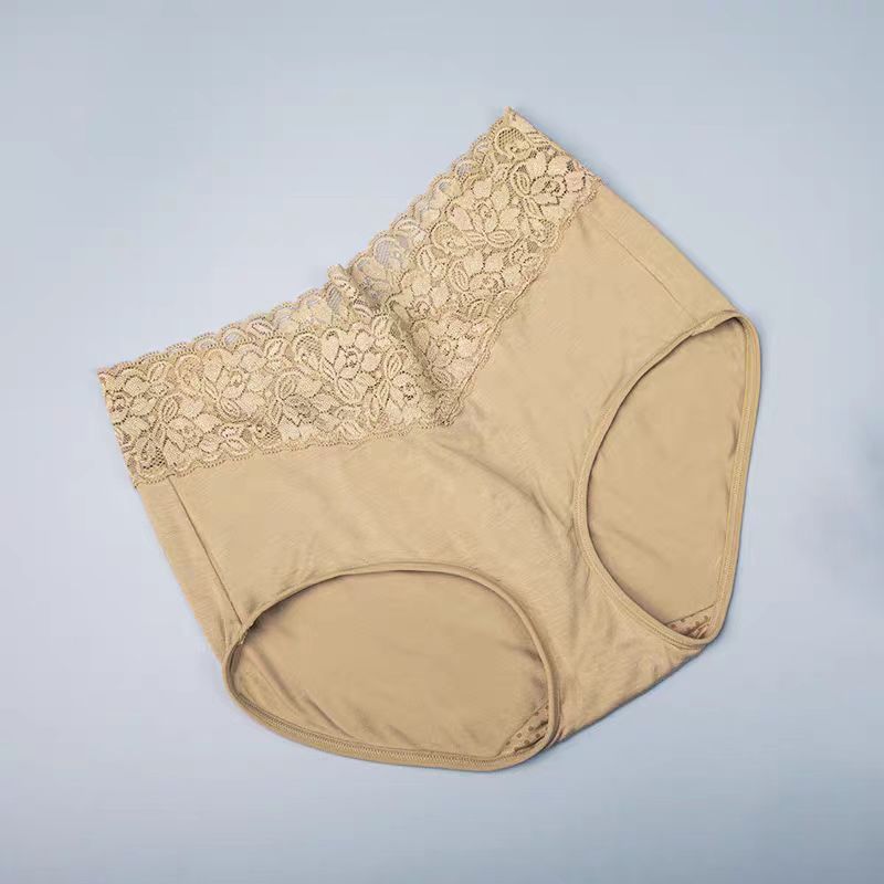 毓塑蕾丝大码收腹舒适夏季女士透气无痕高腰纯棉性感提臀薄款内裤
